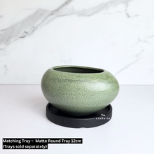 Load image into Gallery viewer, The Leaferie green shallow pot.ceramic flowerpot