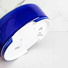 Load image into Gallery viewer, The Leaferie Bonsai Tally series 10 oval bonsai pot. blue and green colour . ceramic material