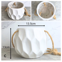 Load image into Gallery viewer, Lyon 19 four hanging pots with 'Leaferie' branding and product details.