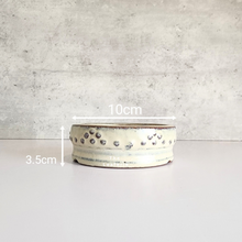 Load image into Gallery viewer, The Leaferie Petit Bonsai Series 29 White and blue colour ceramic pot. white colour with measurement