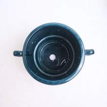 Load image into Gallery viewer, The Leaferie Mochi flowerpot. 2 colours blue and white ceramic pot with handle.