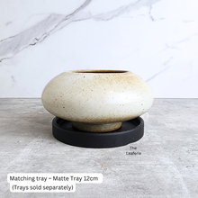 Load image into Gallery viewer, The Leaferie Xavia shallow flowerpot. beige colour and ceramic material