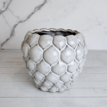 Load image into Gallery viewer, The Leaferie Nani ceramic pot. 2 colours. grey and green. front view of pot A