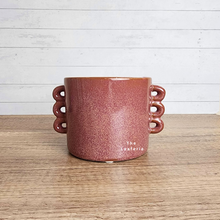 Load image into Gallery viewer, The Leaferie Livie ceramic pot. pink and red colour pot with handles. Pot B