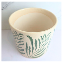 Load image into Gallery viewer, Leif Ceramic planter with leaf pattern on a white background, featuring the brand 'LEAFERIE'.