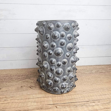 Load image into Gallery viewer, The Leaferie Nhu Tall grey flowerpot with spikes. ceramic material