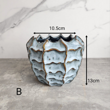 Load image into Gallery viewer, The Leaferie Jin FLowerpot. 2 designs grey and blue. ceramic material. Design B