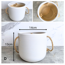Load image into Gallery viewer, Lyon 19 four hanging pots with 'Leaferie' branding and product details.