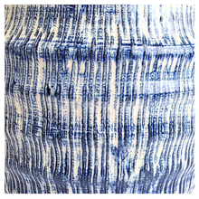 Load image into Gallery viewer, Hira Blue and white textured vase on a marble surface with 'LEAFERIE'