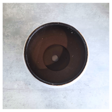 Load image into Gallery viewer, Olea Two ceramic pots with speckled purple glaze and white finish on a marble surface, featuring the Leaferie brand.