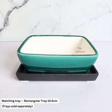 Load image into Gallery viewer, The Leaferie Bonsai series 66 . Rectangular ceramic pot. blue and green colour