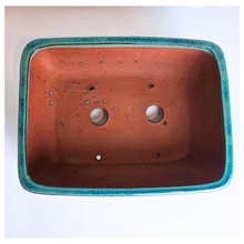 Load image into Gallery viewer, Bonsai 92 Rectangular Two green ceramic bonsai pots with 'Leaferie' branding on a white background.