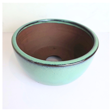 Load image into Gallery viewer, Teal ceramic bonsai pot with 'Bonsai 88' text on a white background, featuring the Leaferie brand.