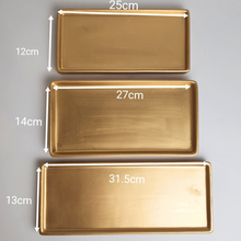 Load image into Gallery viewer, The Leaferie rectangular tray . ceramic 4 colours black, white , grey and black. 3 sizes. front view of gold colour and size