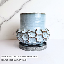 Load image into Gallery viewer, The Leaferie Ofelia blue ceramic pot with legs