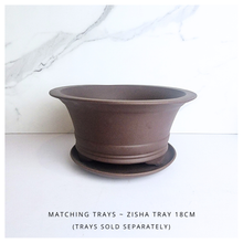 Load image into Gallery viewer, Zisha planter with matching tray on a white marble background
