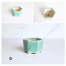 Load image into Gallery viewer, The Leaferie Bonsai pot series 81. hexagon ceramic pot. 5 colours