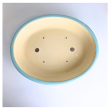 Load image into Gallery viewer, Bonsai series 86 . 2 ceramic bonsai pots in blue and green on a white background with 'LEAFERIE' branding.