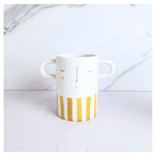 Load image into Gallery viewer, Dorei Two pots with polka dot and striped design on a marble background, featuring the LEAFERIE brand.