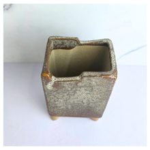 Load image into Gallery viewer, Bastion Rectangular Ceramic planter with textured surface on a white background, featuring the brand 'LEAFERIE'.