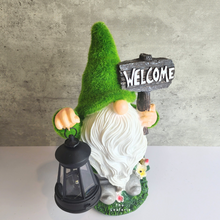 Load image into Gallery viewer, The Leaferie Aldon Gnome garden decoration with led lamp. resin material