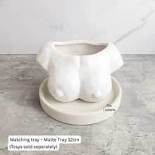 Load image into Gallery viewer, The Leaferie Coco flowerpot. breast pot ceramic material. black and white colour