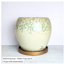Load image into Gallery viewer, The Leaferie Avenelle big ceramic pot with green speckles.