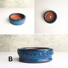Load image into Gallery viewer, The Leaferie Petit Bonsai Series 29 White and blue colour ceramic pot. design B