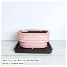 Load image into Gallery viewer, The Leaferie Peony rectangular pink ceramic pot.