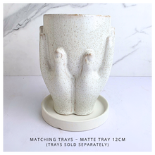 Load image into Gallery viewer, Hannie ceramic vase labeled 'Hannie' on a marble background with 'LEAFERIE' branding.