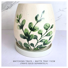 Load image into Gallery viewer, celia green leaf design flowerpot featuring the brand 'LEAFERIE'.
