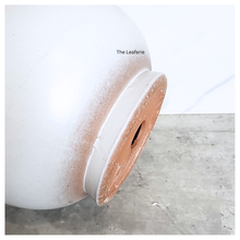 Load image into Gallery viewer, The Leaferie Aalto round green and white ceramic flowerpot.