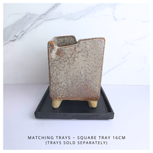 Load image into Gallery viewer, Bastion Rectangular Ceramic planter with textured surface on a white background, featuring the brand 'LEAFERIE'.