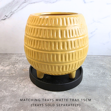 Load image into Gallery viewer, The Leaferie Adira Flowerpot. yellow ceramic pot with legs.