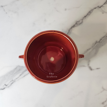 Load image into Gallery viewer, The Leaferie Aizen plant pot. red ceramic flowerpot. top view