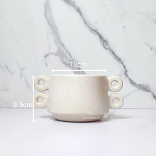 Load image into Gallery viewer, The Leaferie Aki Plant pot ceramic white pot with 4 handles. front view size