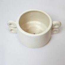 Load image into Gallery viewer, The Leaferie Aki Plant pot ceramic white pot with 4 handles. top view