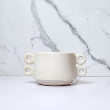 Load image into Gallery viewer, The Leaferie Aki Plant pot ceramic white pot with 4 handles. front view