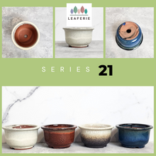 Load image into Gallery viewer, The Leaferie Bonsai Series 21. 4 designs. made from zisha . Front view of all pots