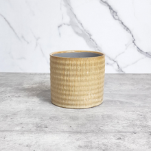 Load image into Gallery viewer, The Leaferie Iria yellow planter. ceramic material . front view