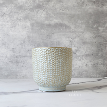 Load image into Gallery viewer, The Leaferie Lei plant pot. cream ceramic. front view
