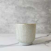 Load image into Gallery viewer, The Leaferie Lei plant pot. cream ceramic. front view