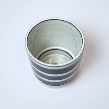 Load image into Gallery viewer, The Leaferie Makoto plant pot. blue stripes ceramic planter . Top view