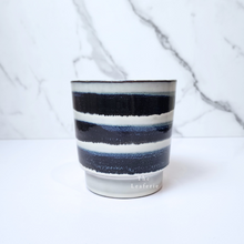 Load image into Gallery viewer, The Leaferie Makoto plant pot. blue stripes ceramic planter . Front view