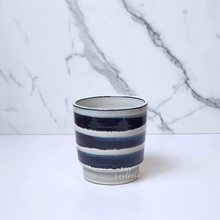 Load image into Gallery viewer, The Leaferie Makoto plant pot. blue stripes ceramic planter . Front view