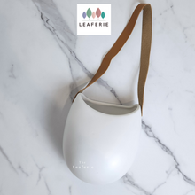 Load image into Gallery viewer, The Leaferie Pari wall hanging plant pot. white colour without drainage hole