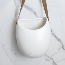 Load image into Gallery viewer, The Leaferie Pari wall hanging plant pot. white colour without drainage hole