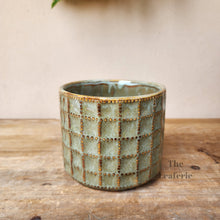 Load image into Gallery viewer, The Leaferie Creidna green ceramic plant pot. front view