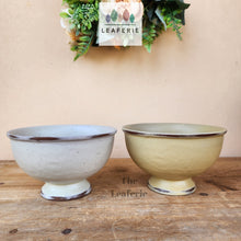 Load image into Gallery viewer, The Leaferie Grainne pot. 2 colours beige and yellow. ceramic shallow pot
