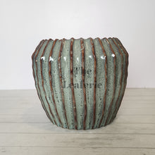 Load image into Gallery viewer, The Leaferie Brise plant pot . green ceramic pot . front view